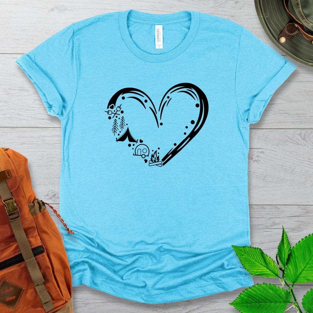 Camping Heart Tshirt in Black