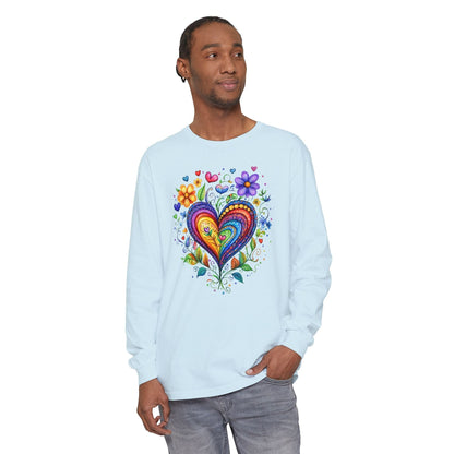 1974 Folk Art Heart Long Sleeve Tshirt