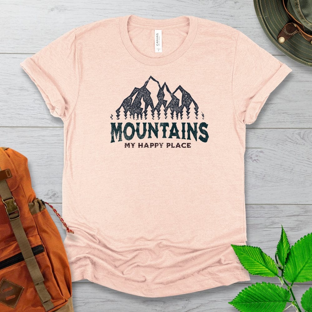 Mountains Are My Happy Place Tshirt Light Colors