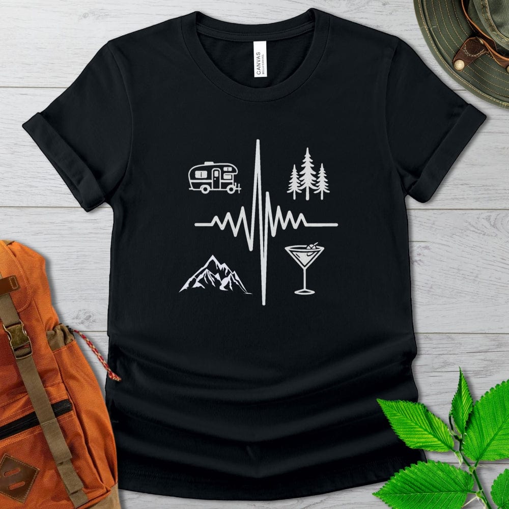 Camper Martini EKG Tshirt Dark Colors