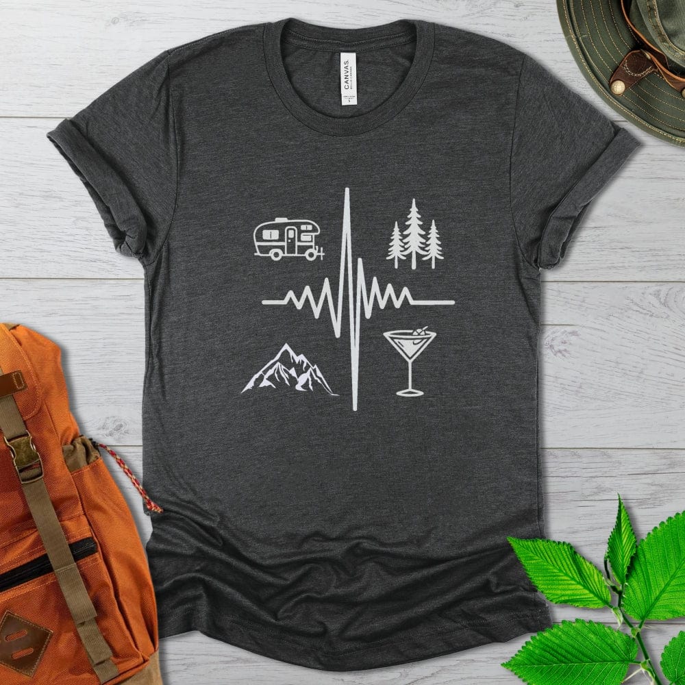 Camper Martini EKG Tshirt Dark Colors