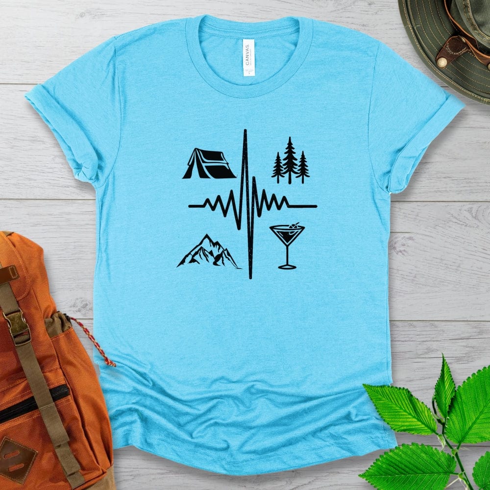 Camping Tent Martini EKG Tshirt Light Colors