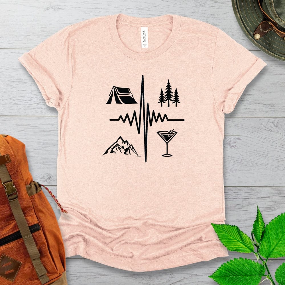 Camping Tent Martini EKG Tshirt Light Colors