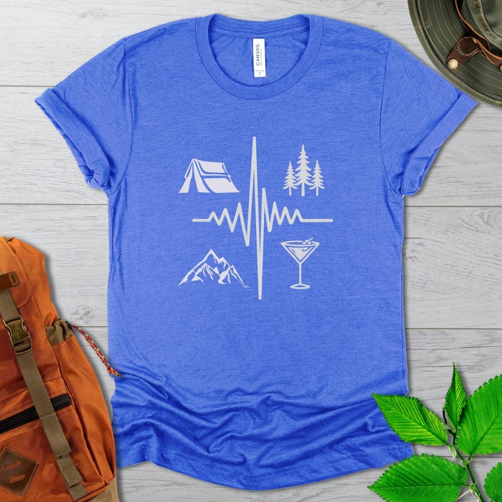 Camping Tent Martini EKG Tshirt Dark Colors