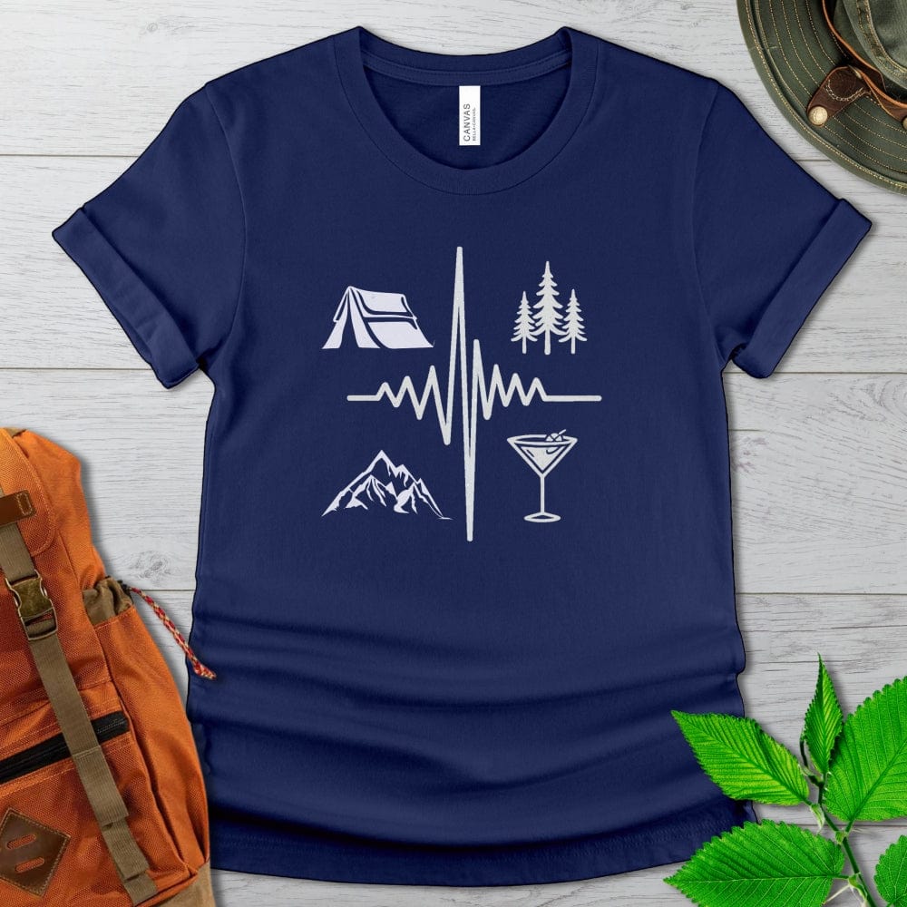 Camping Tent Martini EKG Tshirt Dark Colors