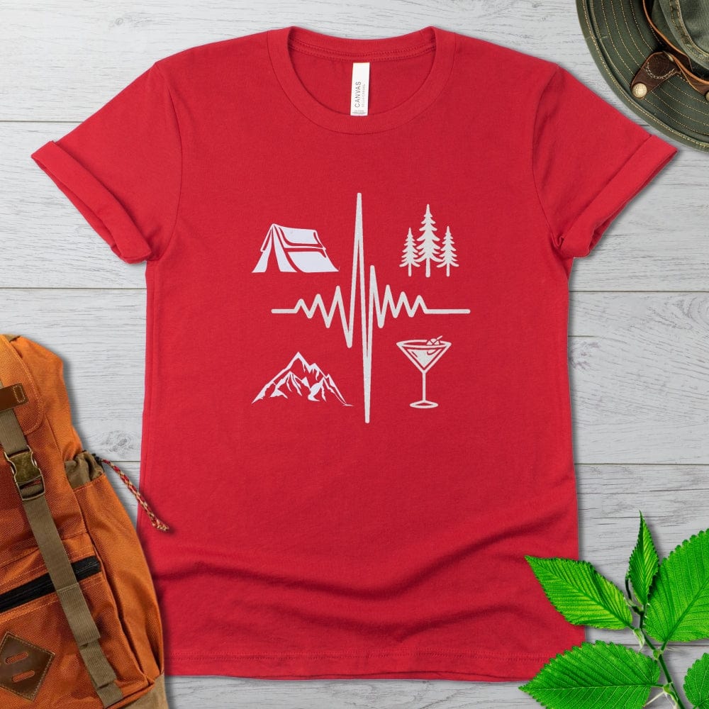 Camping Tent Martini EKG Tshirt Dark Colors