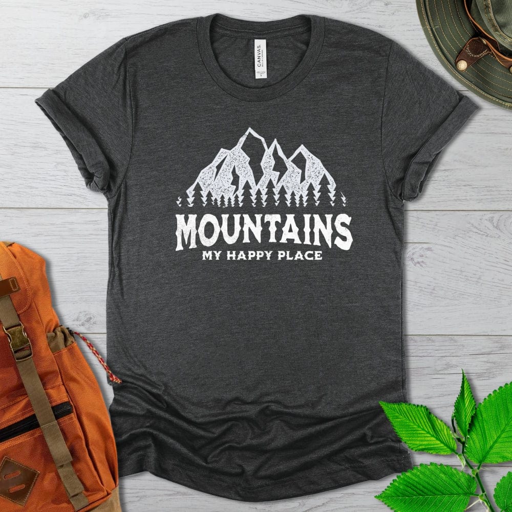 Mountains My Happy Place Tshirt Dark Colors