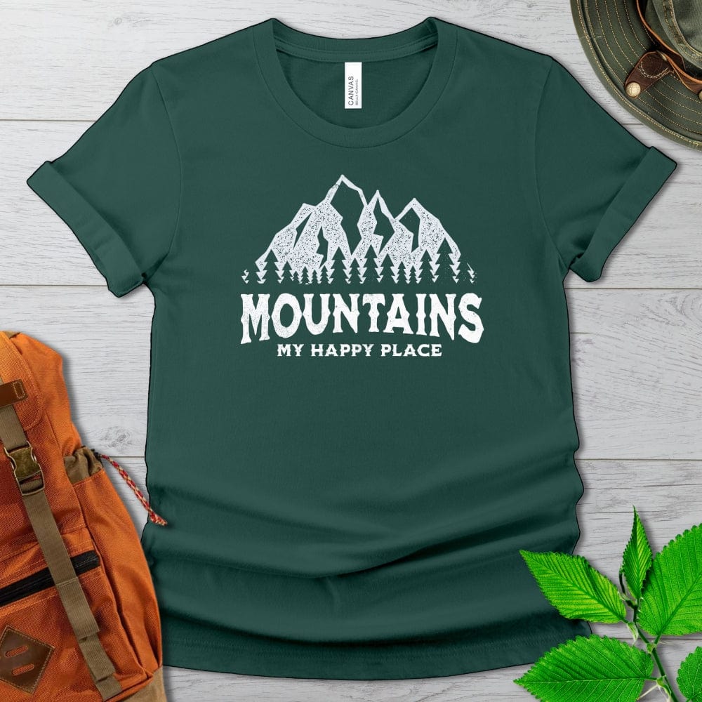 Mountains My Happy Place Tshirt Dark Colors