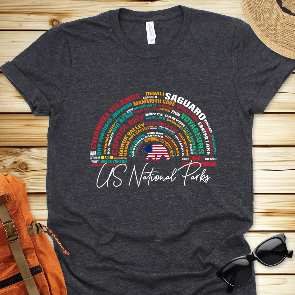 National Parks Word Art Dark Tshirt