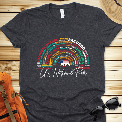 National Parks Word Art Dark Tshirt