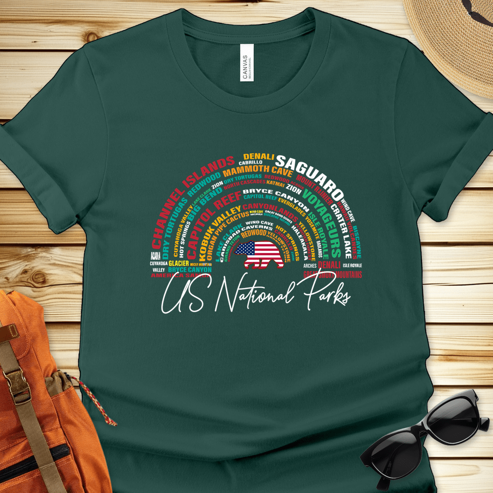 National Parks Word Art Dark Tshirt