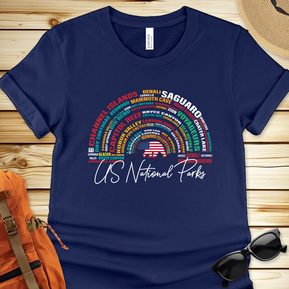 National Parks Word Art Dark Tshirt