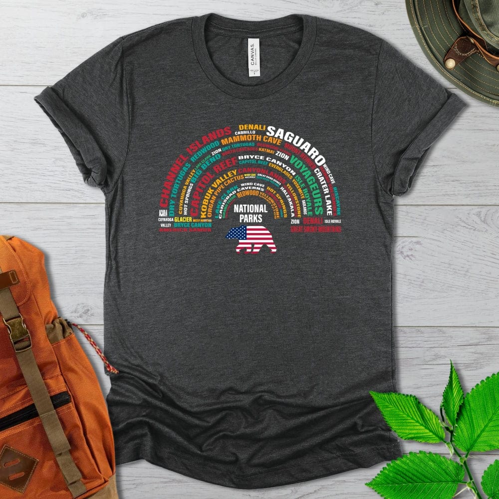 National Parks Rainbow Word Art Tshirt