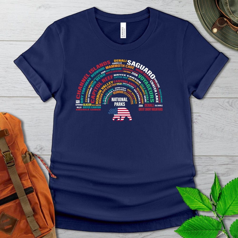 National Parks Rainbow Word Art Tshirt