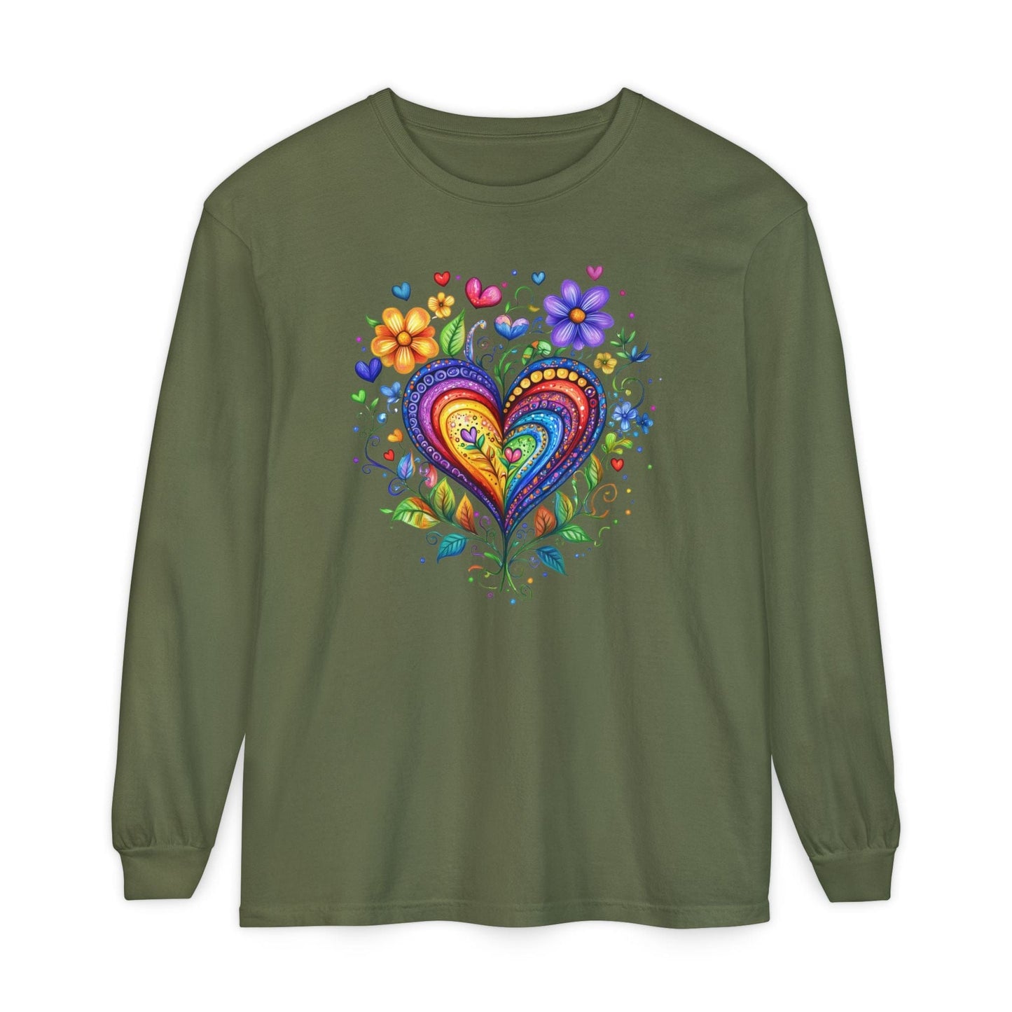 1974 Folk Art Heart Long Sleeve Tshirt