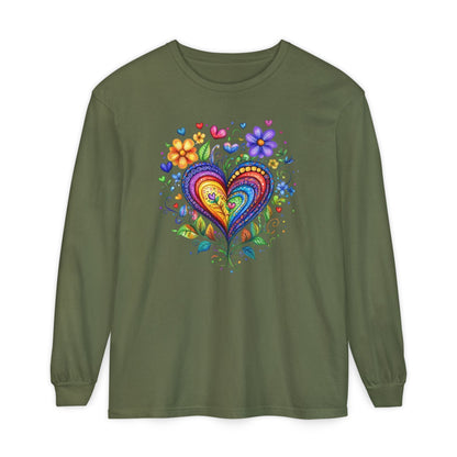 1974 Folk Art Heart Long Sleeve Tshirt