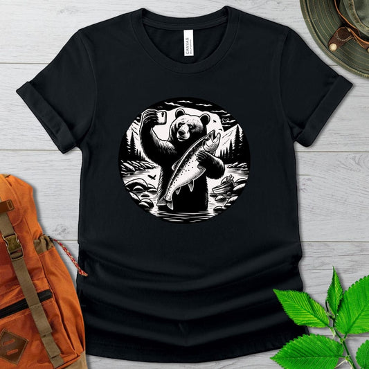 Grizzly Fishing Selfie Tshirt