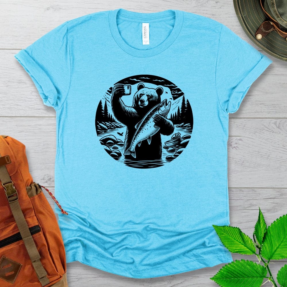 Grizzly Fishing Selfie Tshirt