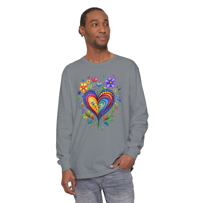 1974 Folk Art Heart Long Sleeve Tshirt
