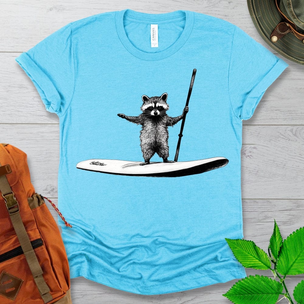 Paddle Boarding Raccoon Tshirt