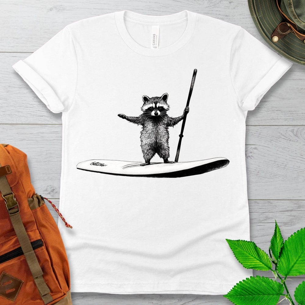 Paddle Boarding Raccoon Tshirt