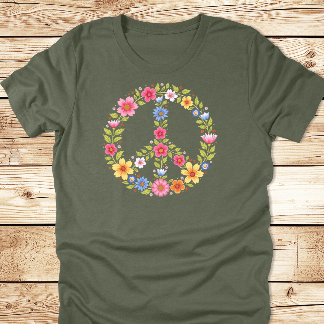 Peace In Flowers T-shirt - Ramblin Road