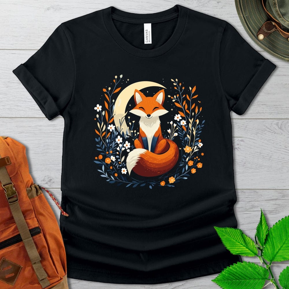 Fox With Crescent Moon Tshirt