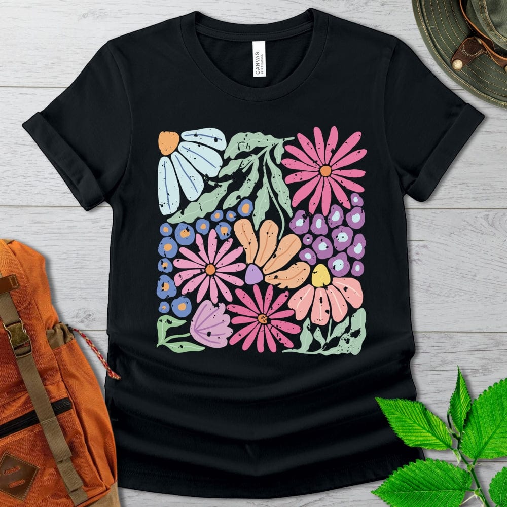 Abstract Distressed Flowers Tshirt