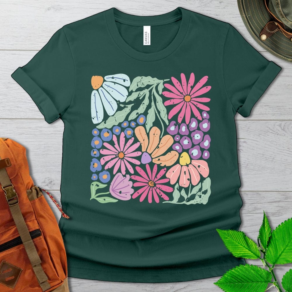 Abstract Distressed Flowers Tshirt