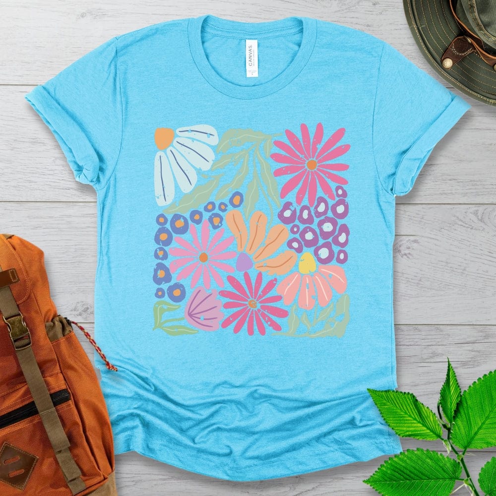 Abstract Distressed Flowers Tshirt