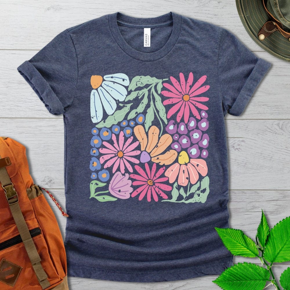 Abstract Distressed Flowers Tshirt