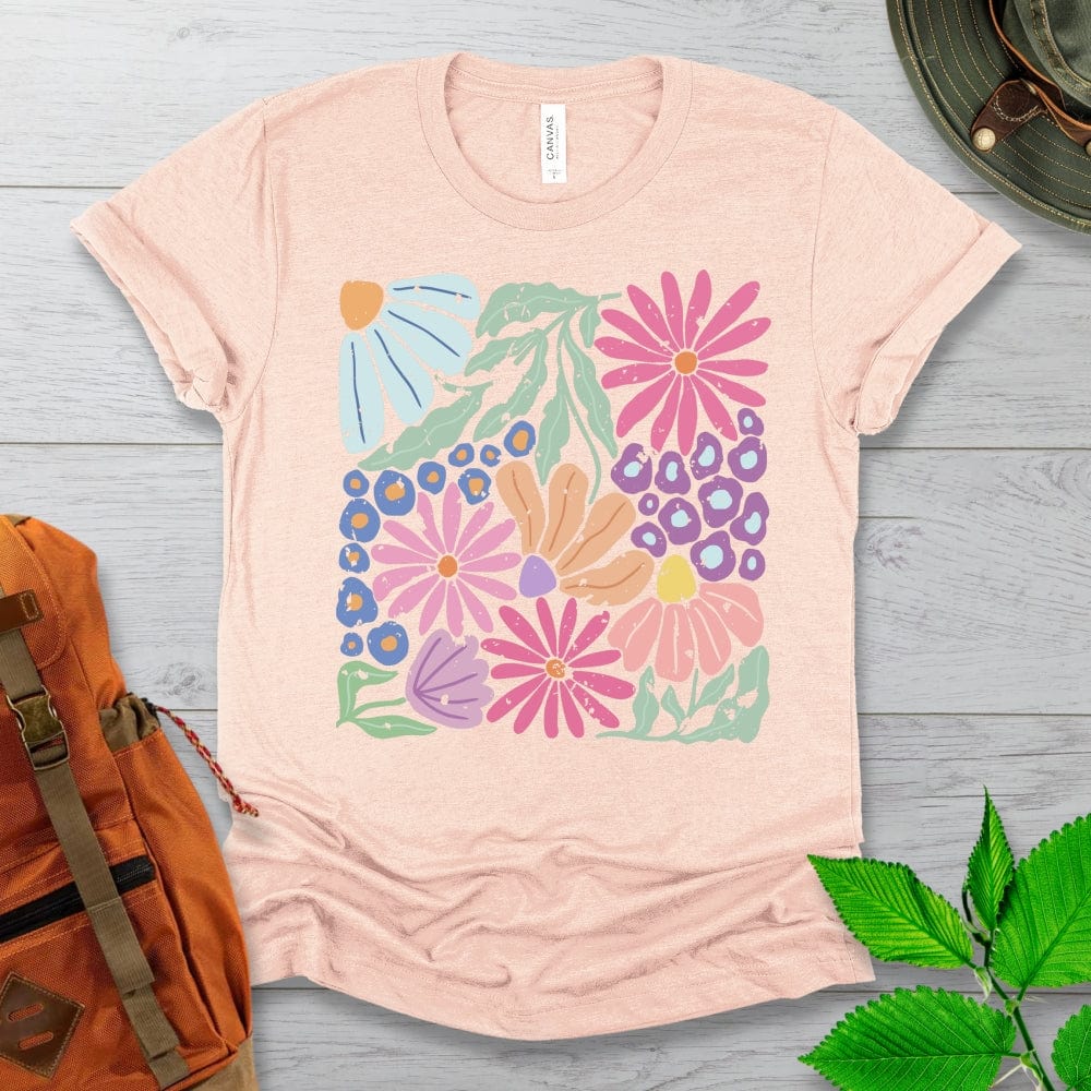 Abstract Distressed Flowers Tshirt