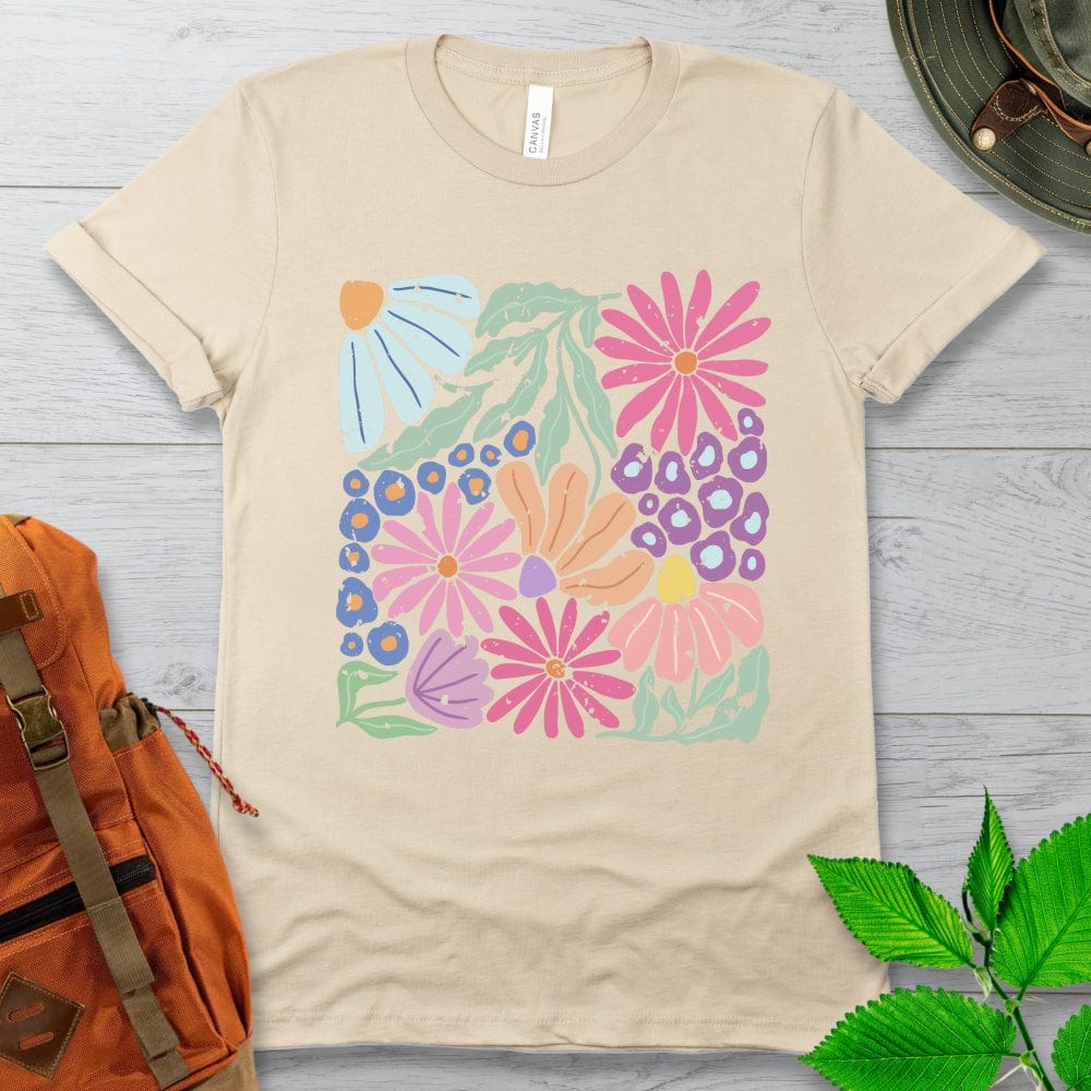 Abstract Distressed Flowers Tshirt