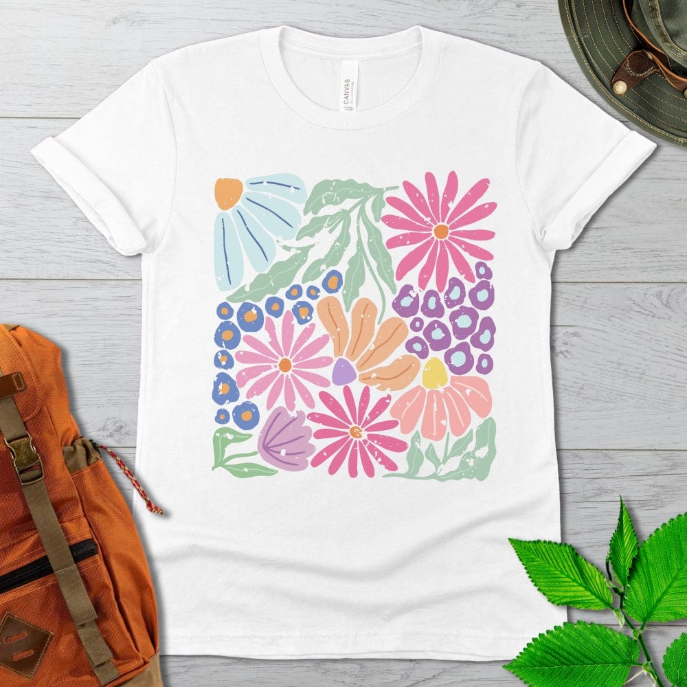 Abstract Distressed Flowers Tshirt