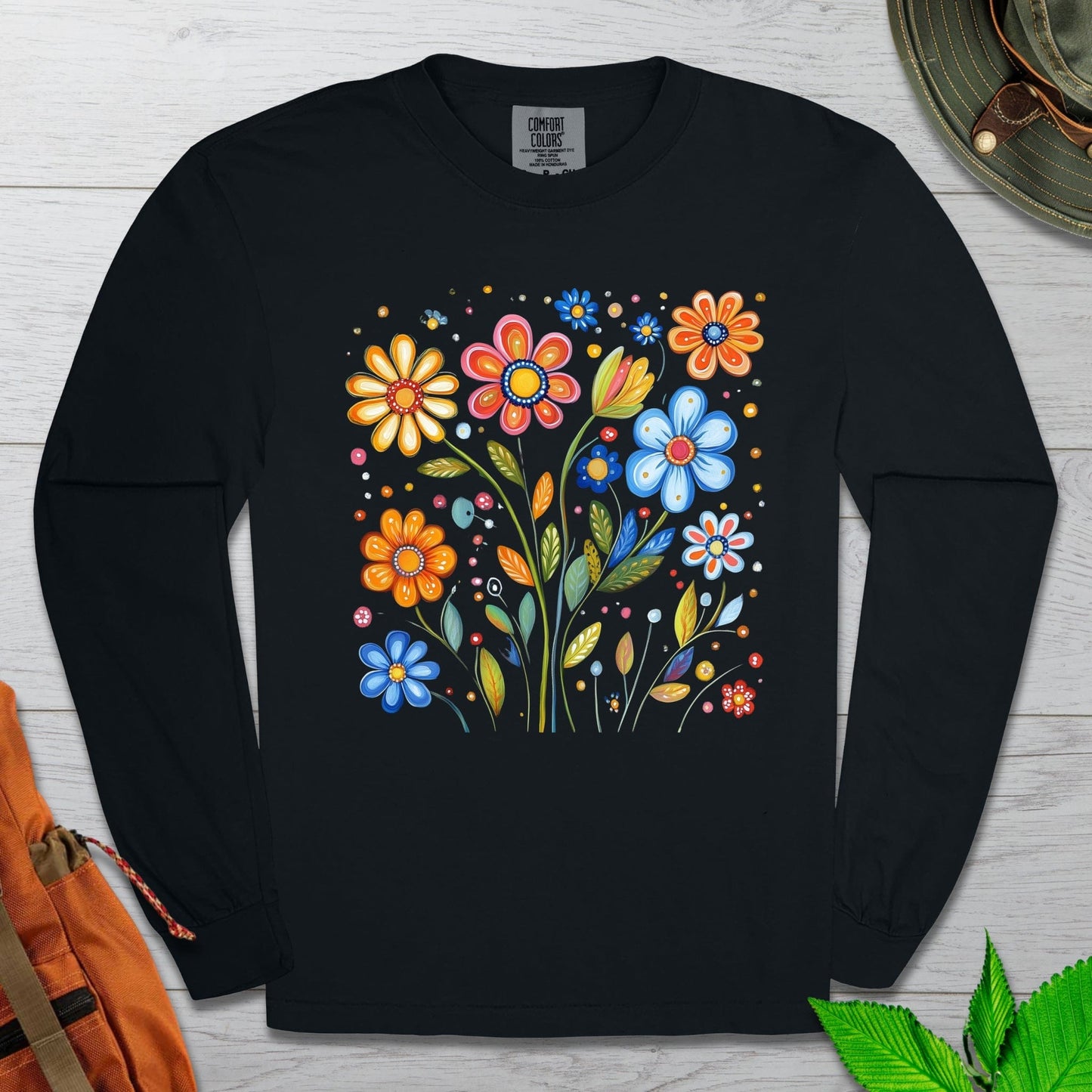 Painted Flowers Long Sleeve Tshirt