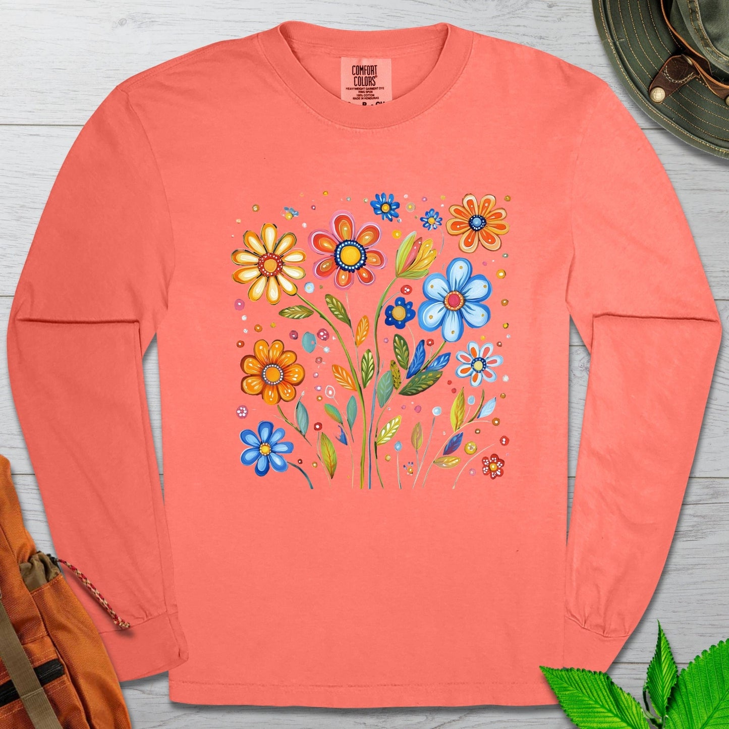 Painted Flowers Long Sleeve Tshirt