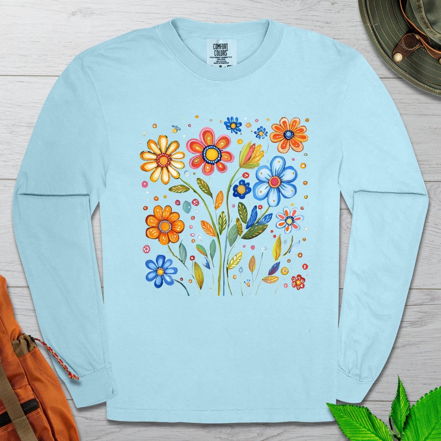 Painted Flowers Long Sleeve Tshirt