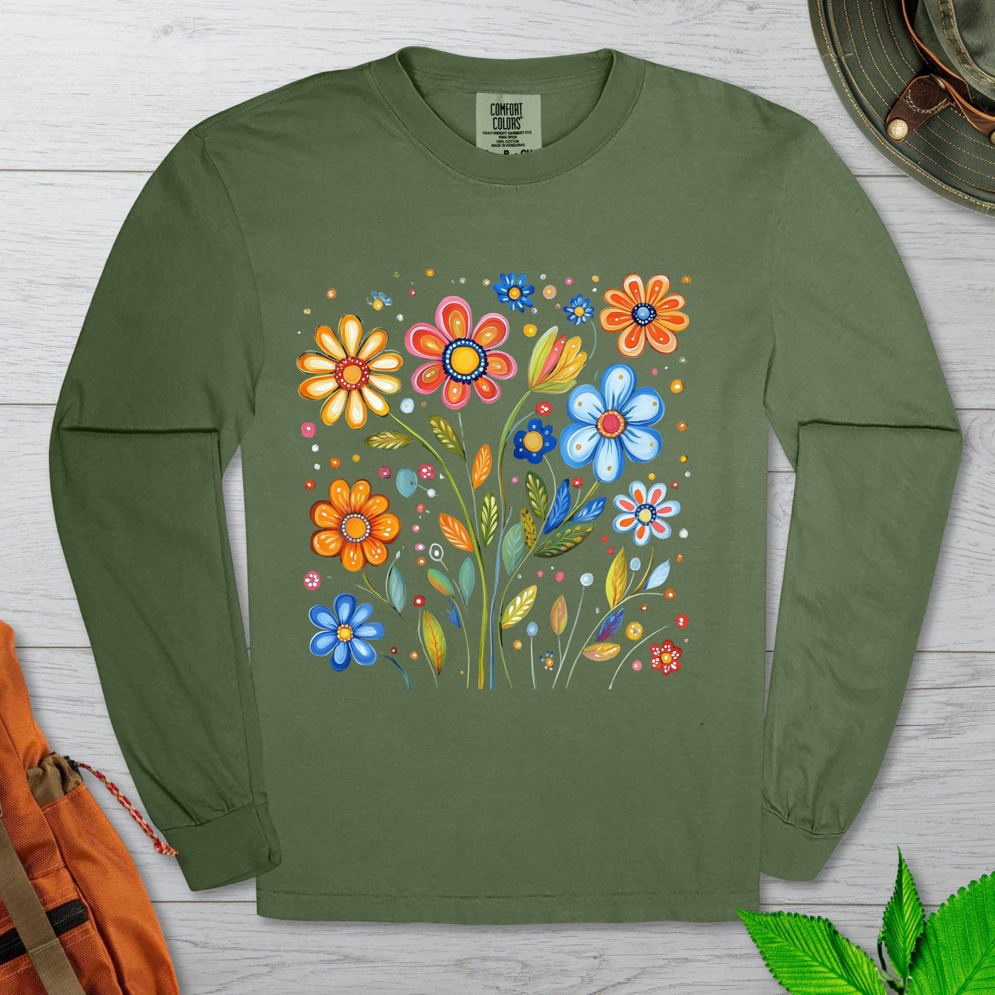 Painted Flowers Long Sleeve Tshirt