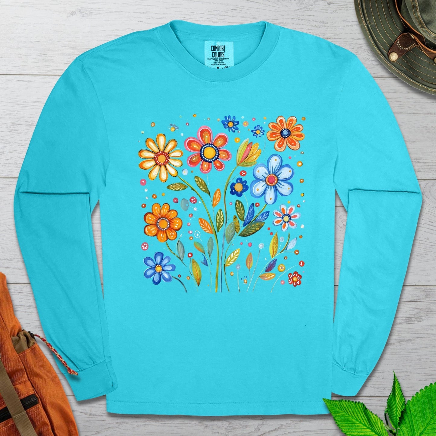 Painted Flowers Long Sleeve Tshirt