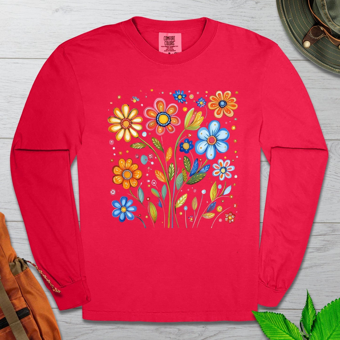 Painted Flowers Long Sleeve Tshirt