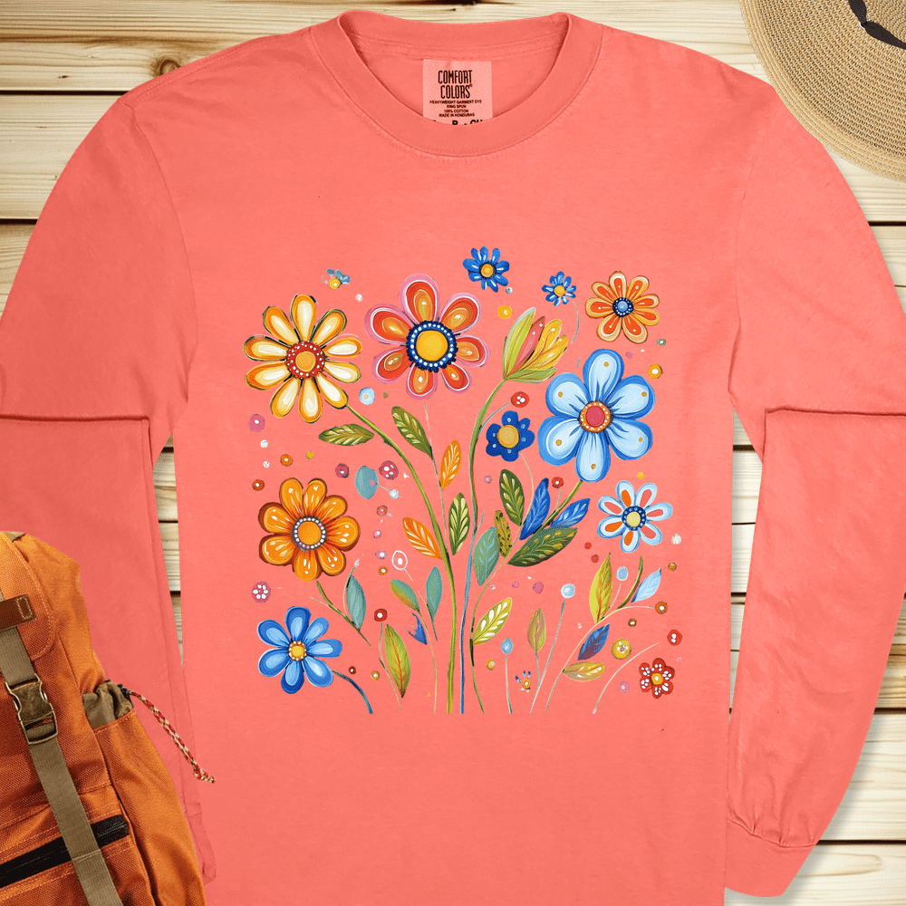 Painted Flowers Long Sleeve Tshirt