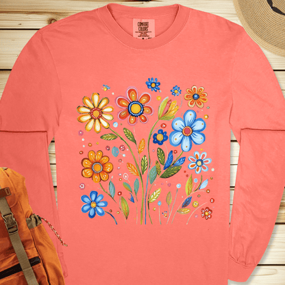 Painted Flowers Long Sleeve Tshirt