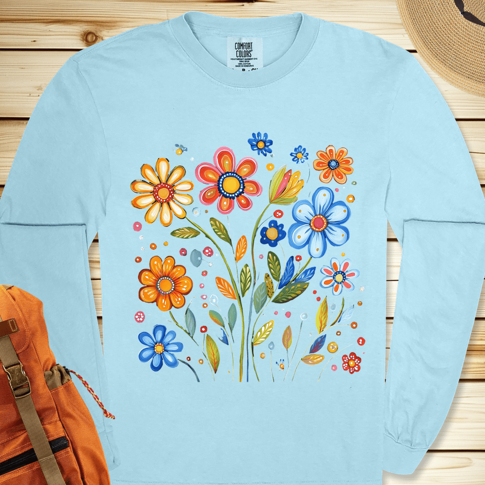 Painted Flowers Long Sleeve Tshirt
