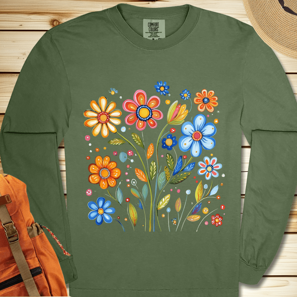 Painted Flowers Long Sleeve Tshirt