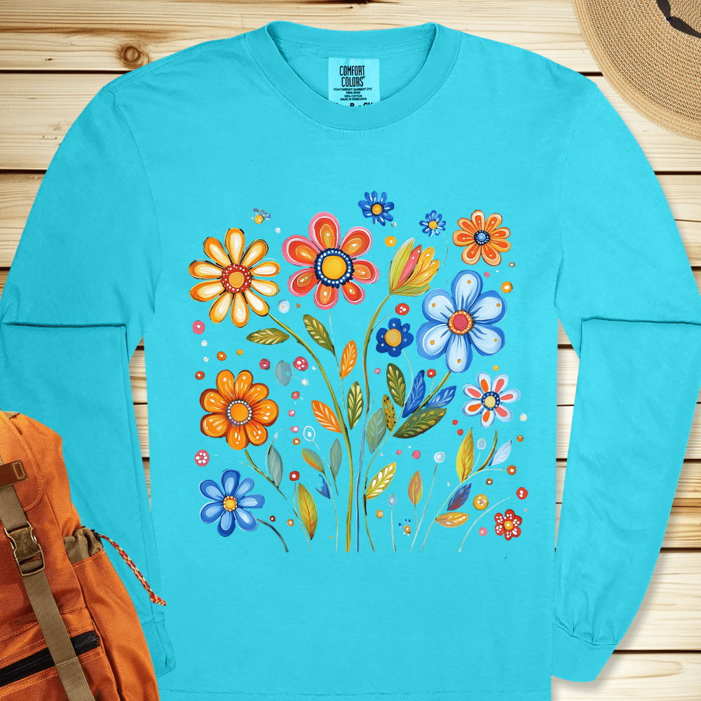 Painted Flowers Long Sleeve Tshirt