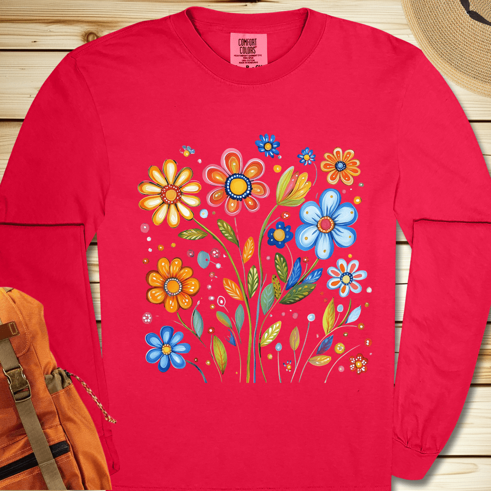 Painted Flowers Long Sleeve Tshirt