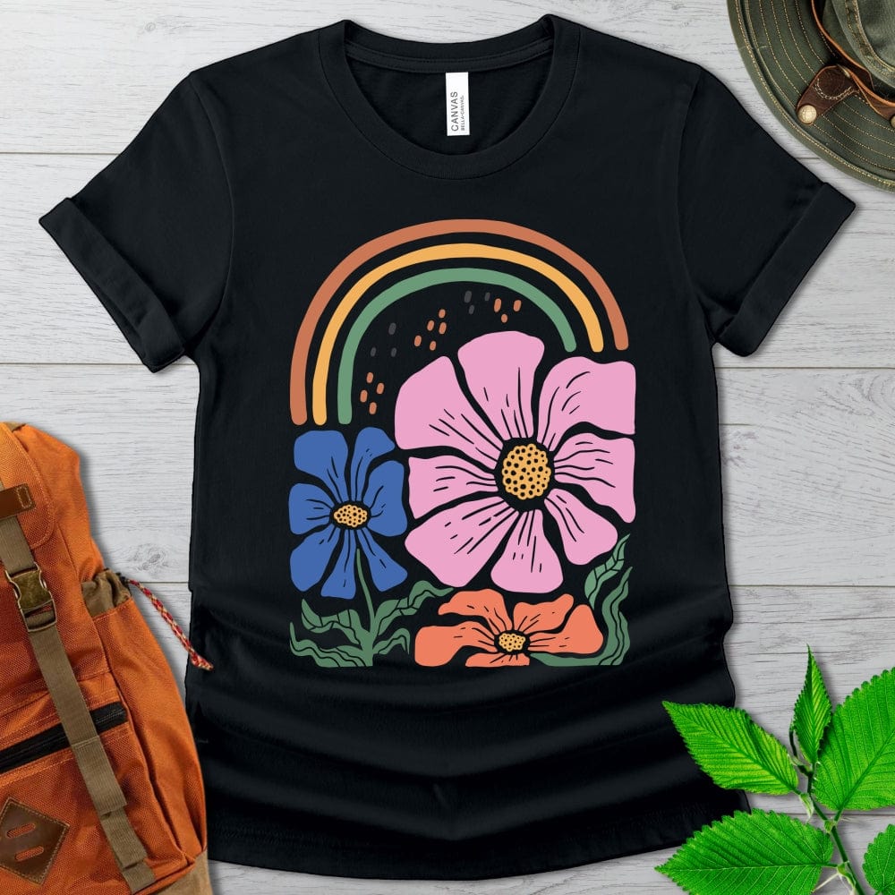 Retro Flowers and Rainbows Tshirt