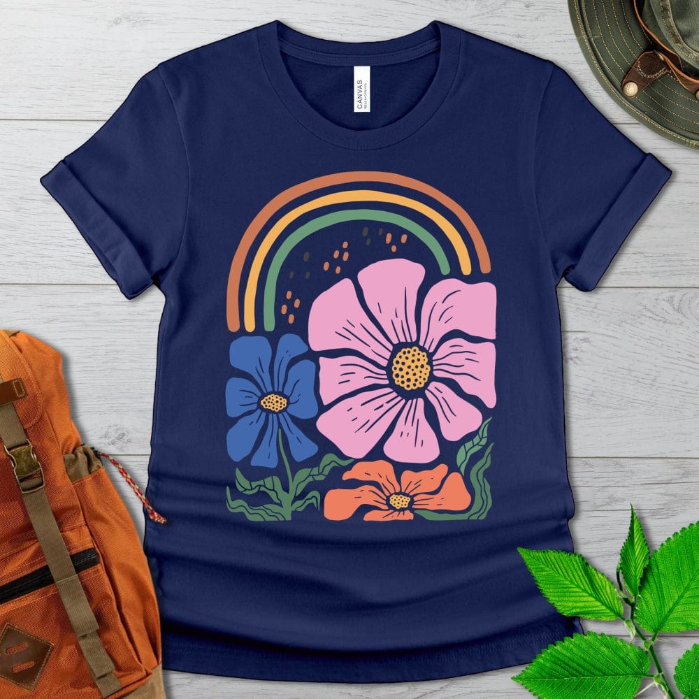 Retro Flowers and Rainbows Tshirt