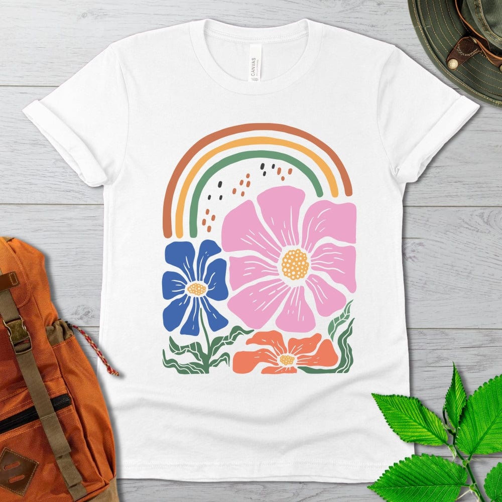 Retro Flowers and Rainbows Tshirt