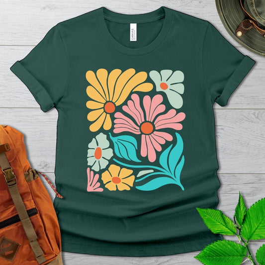 Wavy Retro Flowers Tshirt